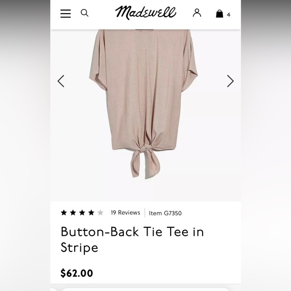 Madewell Button Back Tie Tee in Blue and White Pinstripe - Picture 10 of 11